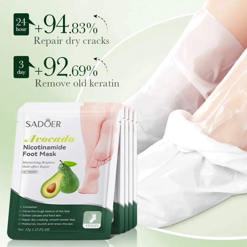 6 Pairs SADOER Fruits Foot Mask Moisturizing Foot Peeling Mask Exfoliating For Feet Spa Pedicure Exfoliant Feet Skin Care Pi-Mart