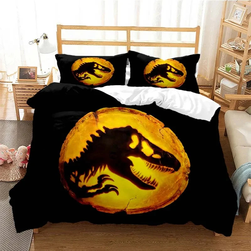 Jurassic Park Bedding Set Cartoon Kids Duvet Cover Set Pillowcase Queen King Double Bed Home Dropshipping King Size Bedding Set Pi-Mart