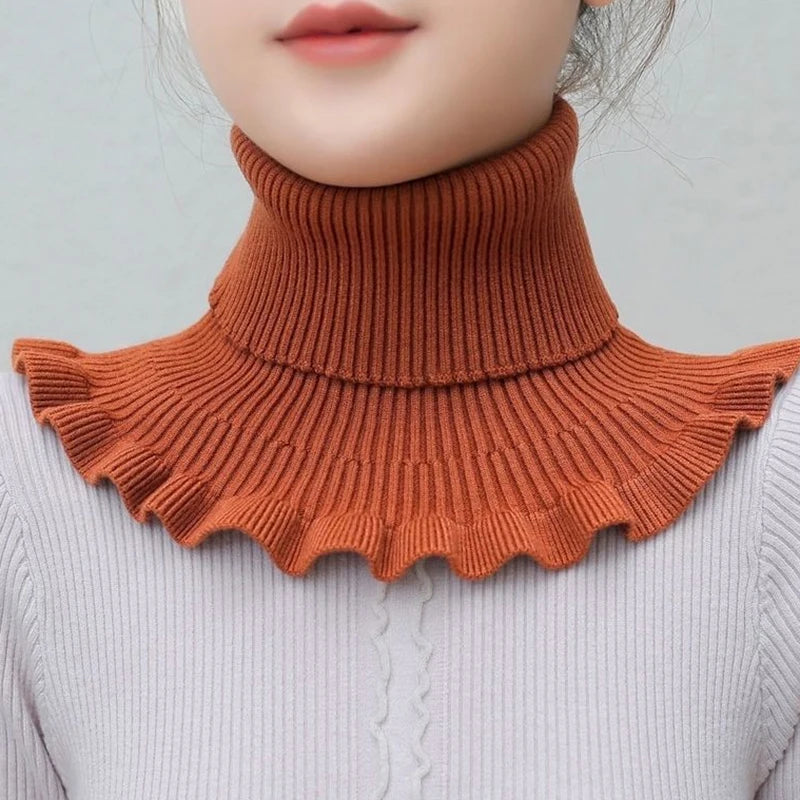 Warm Knitted Fake Collar Women Thicken Turtleneck Ruffles False Collars Detachable Neck Guard Winter Windproof Fake Collar Pi-Mart
