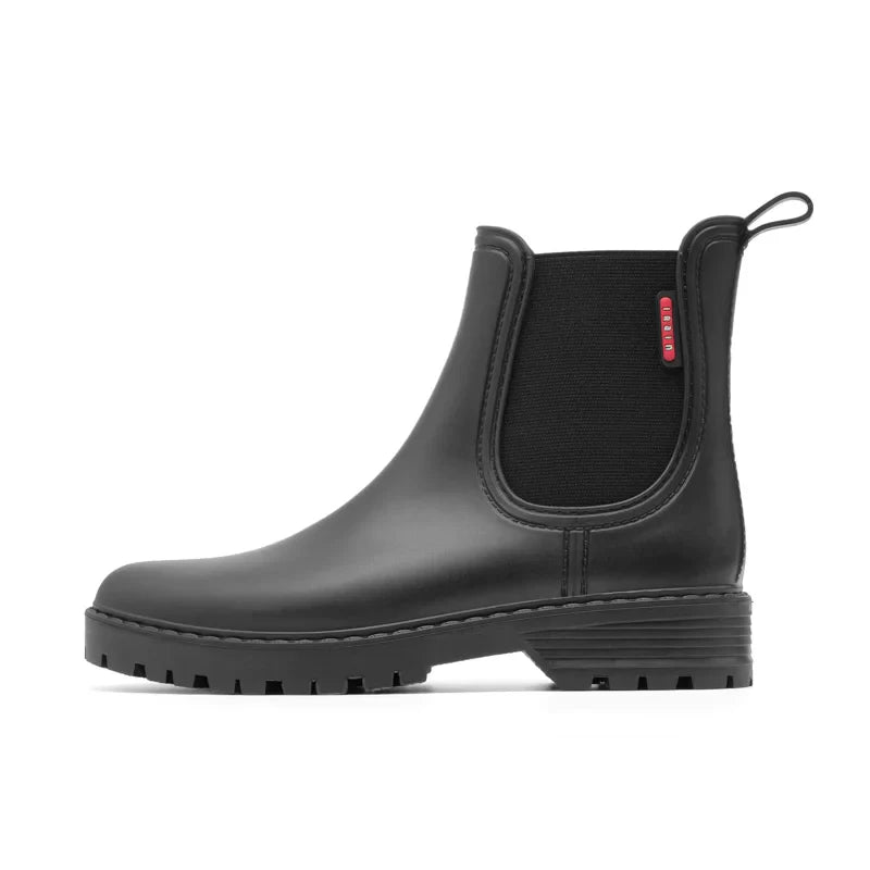 Women's short tube anti slip rain shoes, lightweight waterproof water shoes, fashionable Chelsea rain boots, PVC one-time moldin LadyShow.Store