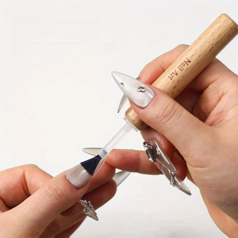 Professional Nail Art Brush Set Multi-Functional Nail Polish Brushes with Detachable Wooden Grip Nail Art Tools Nail Accessories Tri Light Beauty