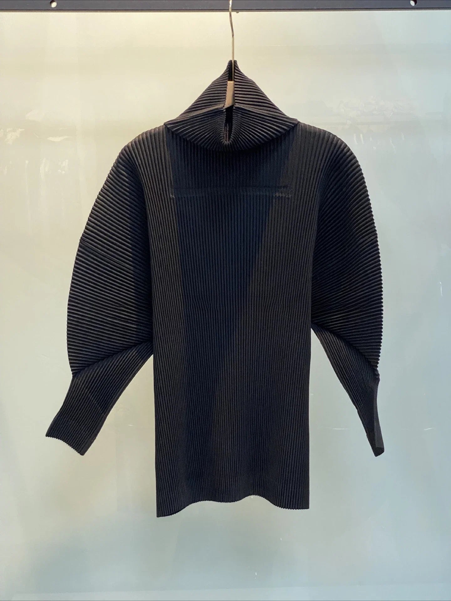 Miyake Pleated Sweatshirt Pit Stripe Zipper Standing Collar Jacket Women 2025 New Casual Pullover Hundred Pleat Skinny Tops LadyShow.Store