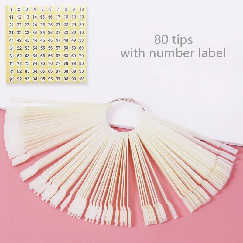 80/50/20pcs Nail Display Sticks Nail Swatch False Nail Tips Nail Gel Polish Practice Clear Display Board for Nail Art Tools Tri Light Beauty