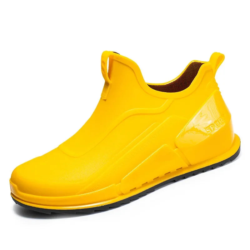 Men's Rain Boots Ankle Waterproof Shoes Men Casual Fishing Work Shoes Slip on Non-slip Rain Shoes Womens Kitchen Rubber Shoes Pi-Mart