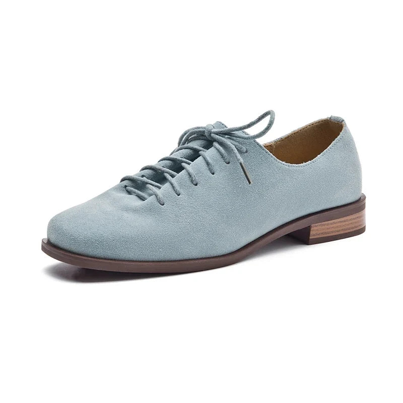 Women Loafer Lace-up 2025 New Spring Shoes Women Suede Genuine Leather Women Oxford Shoes Large Size British Style Women Shoes LadyShow.Store