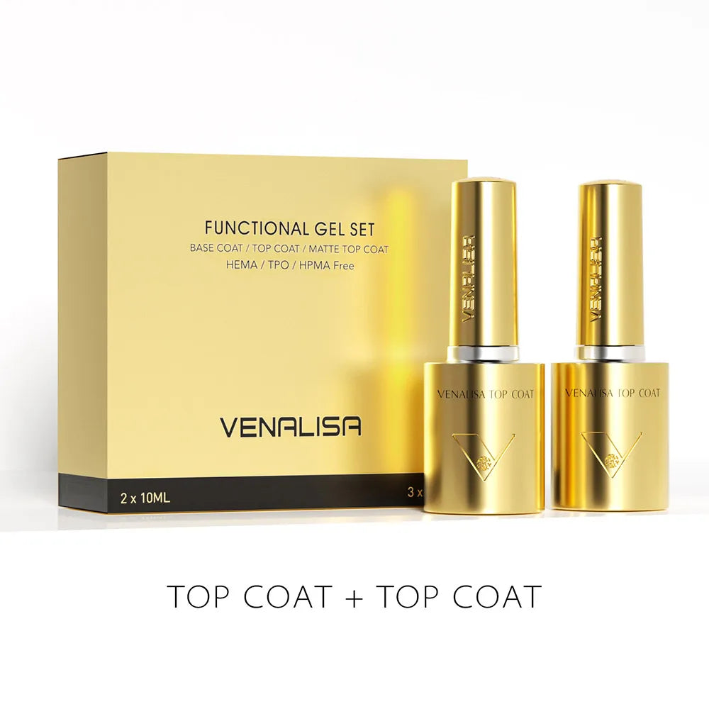 1/2/3pcs Kit Venalisa 10ml Nail Gel Polish HEMA/TPO Free Base Ultra Glossy Diamond Tempered Long Wear Top Coat Matt Gel Varnish Tri Light Beauty