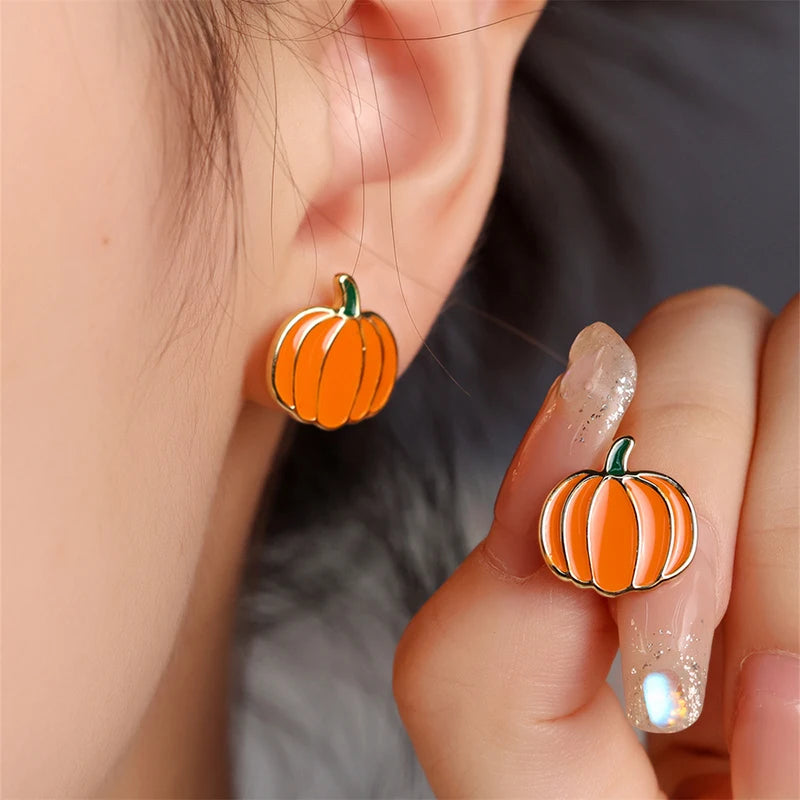 Huitan Newly Designed Pumpkin Stud Earrings Fancy Lady Ear Earrings Daily Wear Party Chic Accessories Fashion Jewelry for Women Pi-Mart