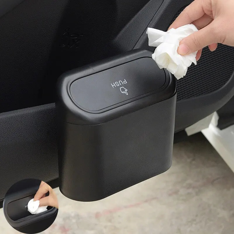 Portable Car Trash Can Hanging Mini Vehicle Garbage Organization With Lid Multifunctional Folding Automotive Garbage Storage Box LadyShow.Store