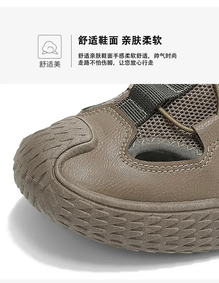 Large Size Sandals for Men, 2026 New Style, Trendy, Versatile, Casual Sports Sandals, Soft-Soled Hollow Beach Shoes for Men Pi-Mart