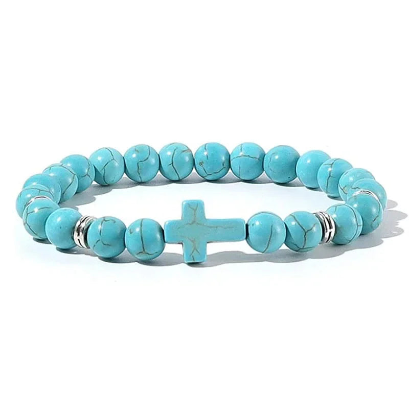 Prayer Men Natural Stone Wood Beads Rosary Hematite Cross Bracelets Onyx Meditation Bracelet Women Yoga Jewelry Homme Pulsera Pi-Mart