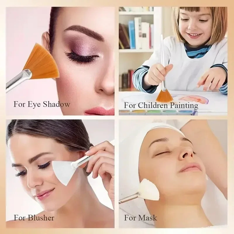 3/6/12 Pieces Facial Fan Mask Brushes Soft Mask Brush Applicator Esthetician Facial Mask Brushes For Women Girls Cosmetic Tools Tri Light Beauty