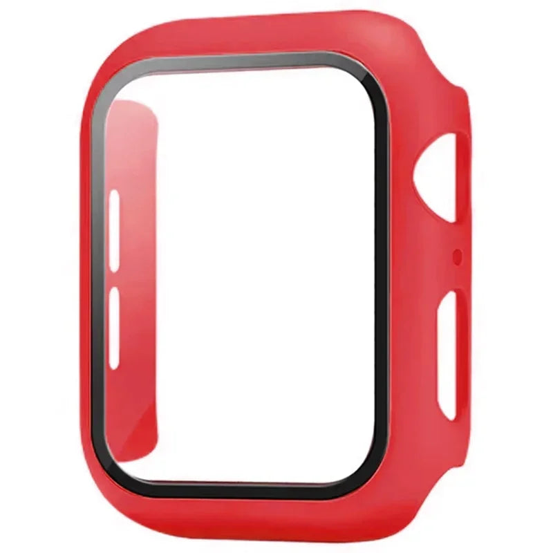 Tempered Glass+Case For Apple Watch 38-40mm 41mm 42mm 44mm 45mm 46mm Screen Protector Protective Cover iWatch 11 10 8 7 9 6 SE 5 LadyShow.Store