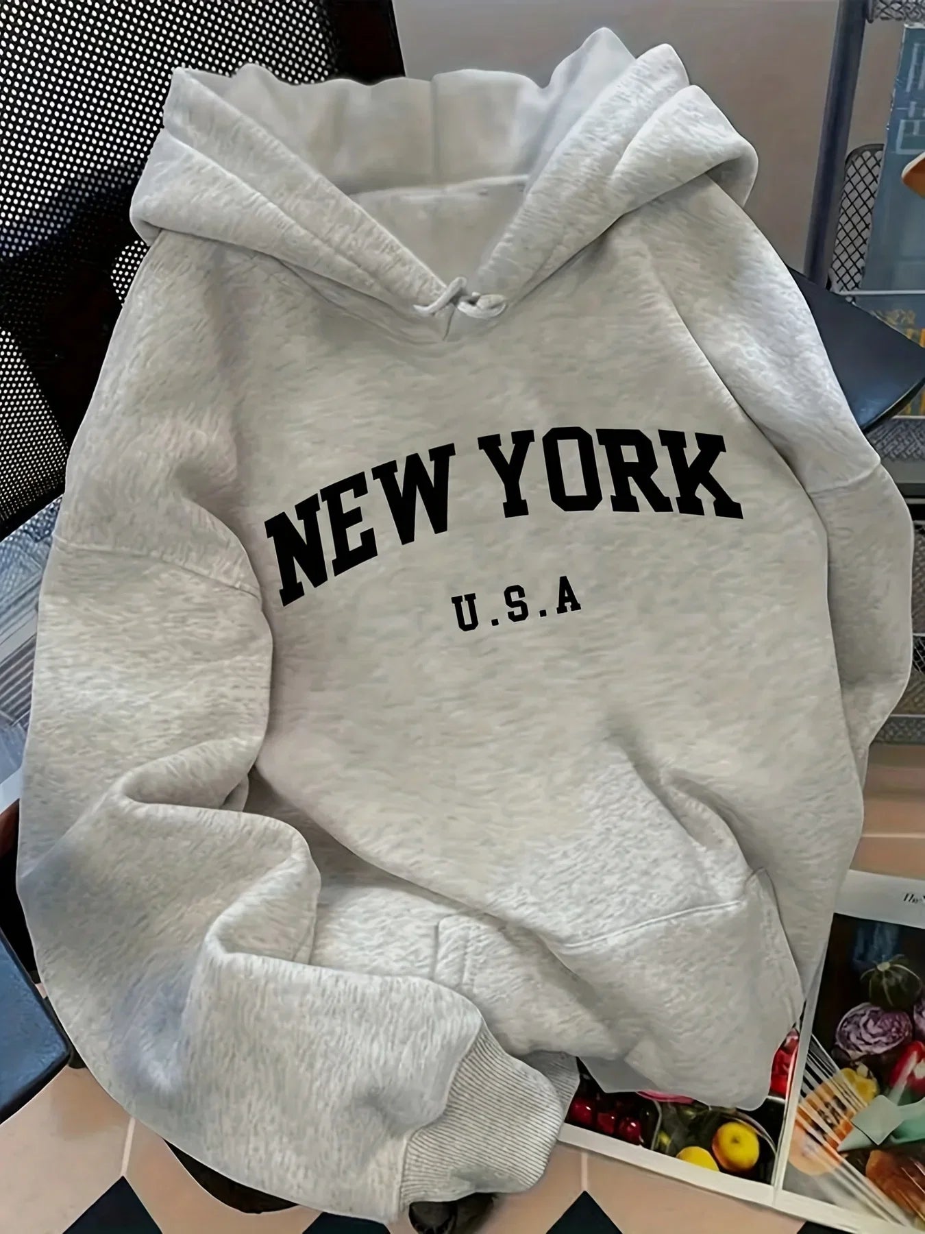 Relaxed Fit Women's Hoodie NEW YORK U.S.A. Lettering Pullover Sweatshirt Fashion Casual HipHop Sweatshirt Harajuku Unisex LadyShow.Store