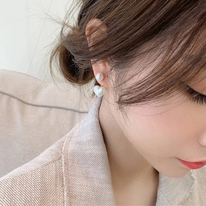 New Fashion love Heart Pearl Earrings for Women Sweet Elegant Temperament Drop Earring Trend Jewelry Accessories Pi-Mart