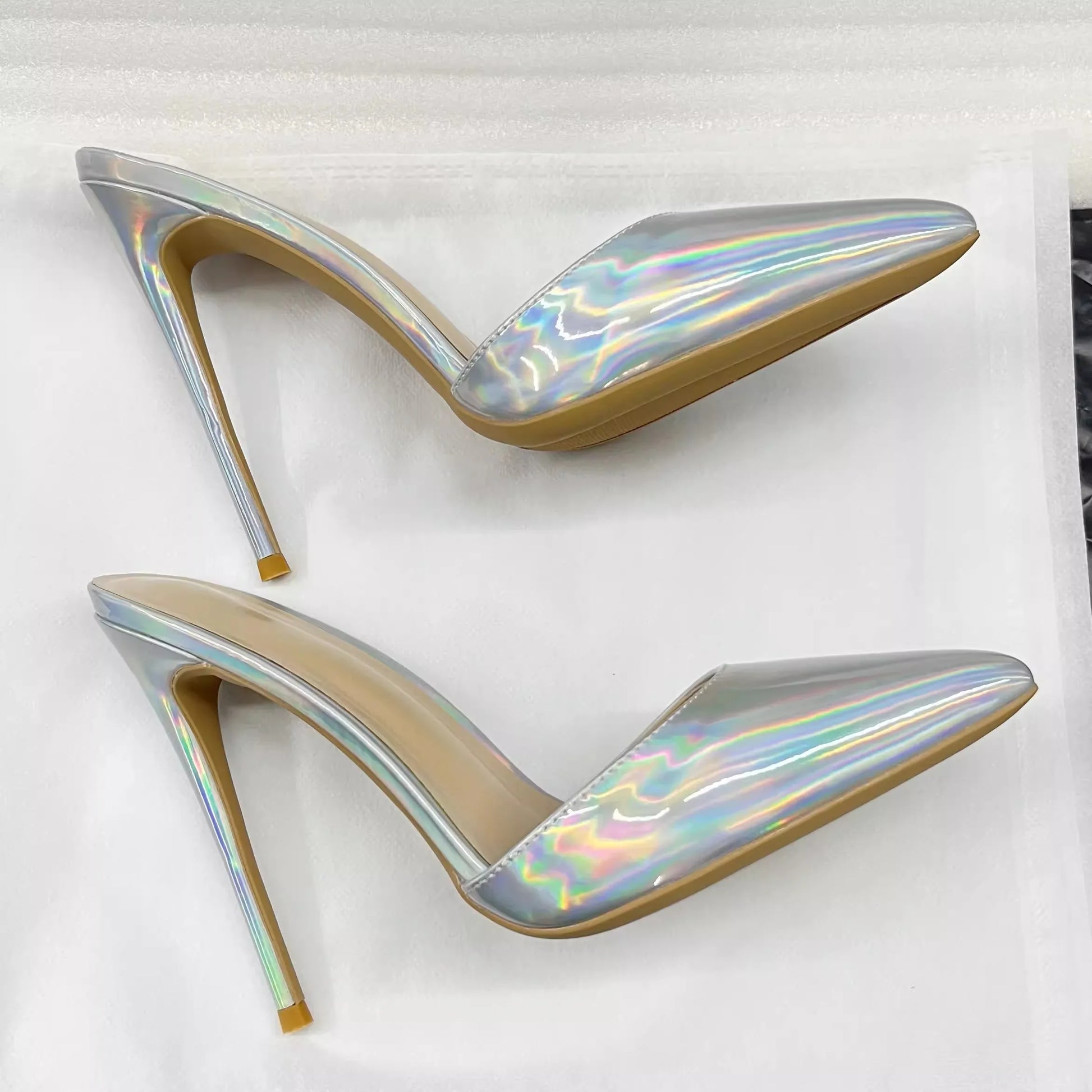 Pointed Toe 8/10/12 cm High Heel Mule for Women with a Distinctive Style, Wearing Ultra High Heel Half Slippers Externally LadyShow.Store
