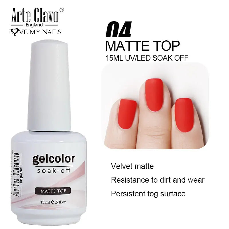 Arte Clavo Top Gel Polish 15ml Semi Permanent Varnish Function Gel Base Super Top Coat Transparent Gel Nails Soak Off Gel Tri Light Beauty