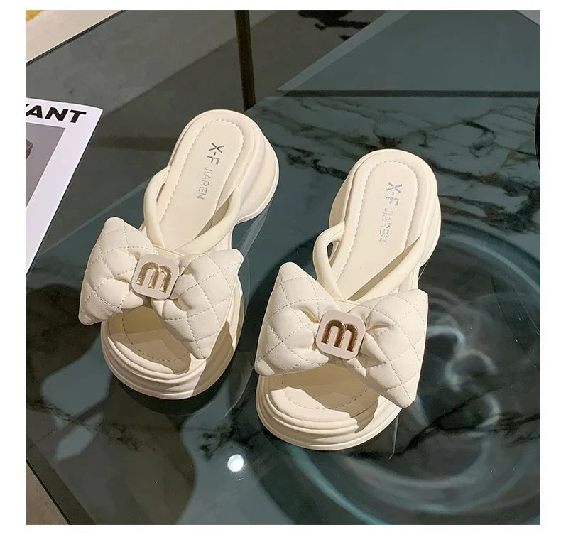 2024 summer New Fashion Women Shoes Slippers Comfortable Platform Shoe High Heels Leisure flower outdoor beach Slipper Women Pi-Mart