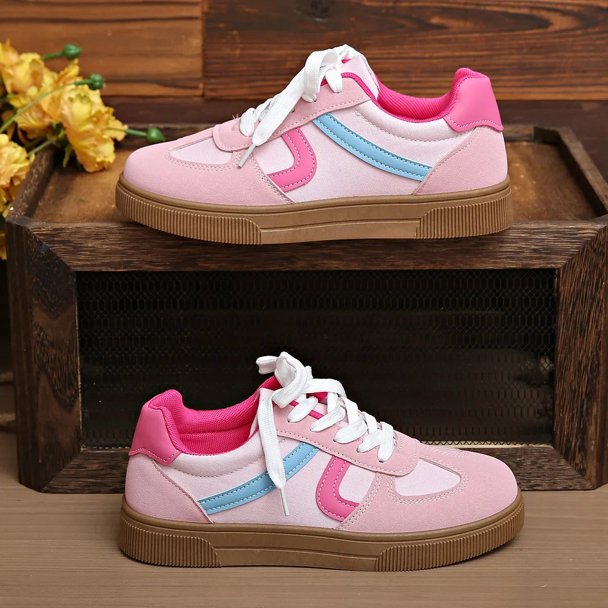Women's Flat Bottom Sports Shoes Hot Sale Mixed Colors Spring Autumn New Style Sneakers Casual Leisure Student Flats Rubber Sole Pi-Mart
