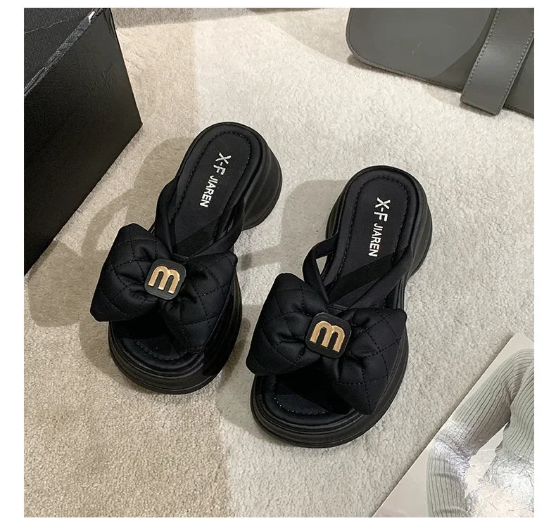 2024 summer New Fashion Women Shoes Slippers Comfortable Platform Shoe High Heels Leisure flower outdoor beach Slipper Women Pi-Mart