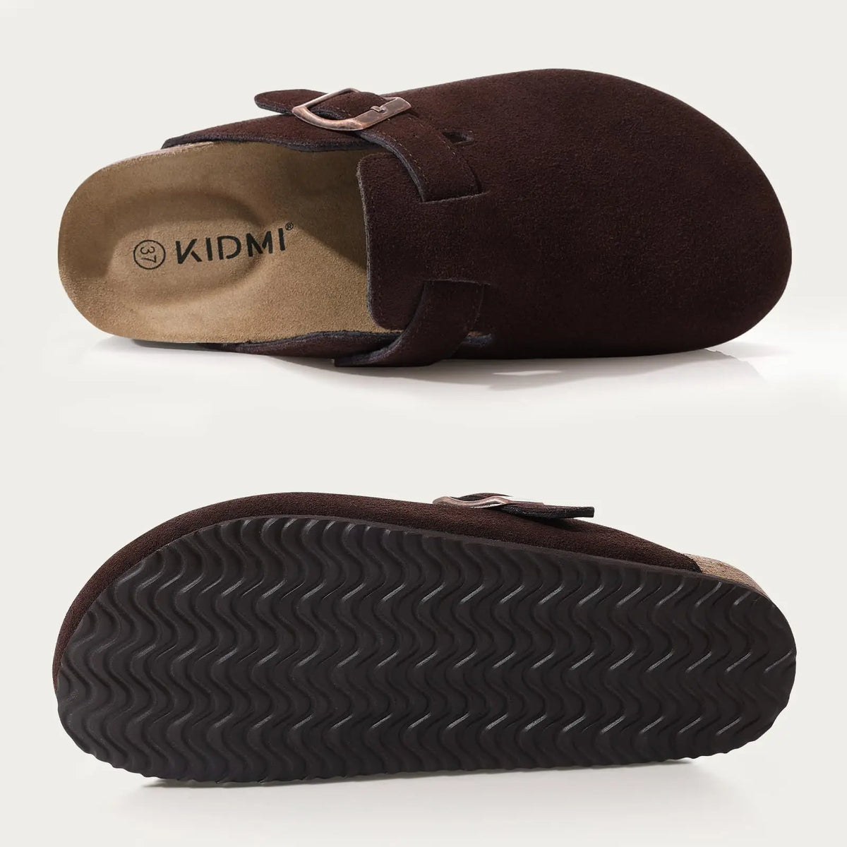 Comwarm Buckle Clogs For Women Men New Genuine Suede Clogs with Arch Support Soft Cork Footbed Mules Fashion Thick Beach Sandals Pi-Mart