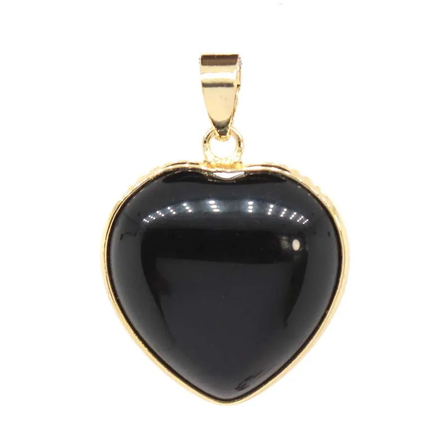 Charms Natural Healing Crystal Heart Stone Pendants For Women Necklace DIY Amethyst Rose Quartz Fluorite Aquamarine Men Jewelry Pi-Mart