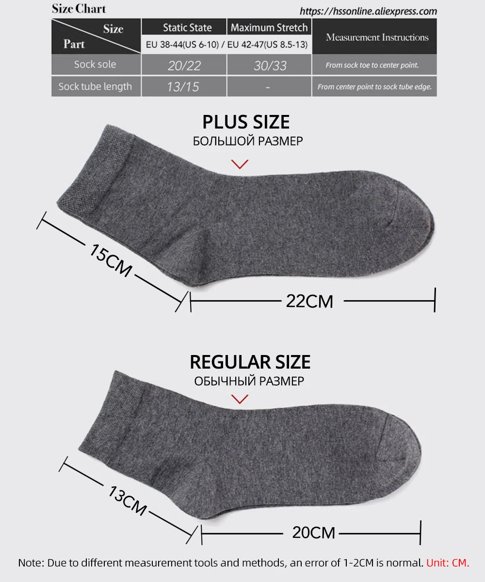 HSS 5/10 Pairs Men's Cotton Blend Socks Black Business Men Socks Soft Breathable Summer Winter for Male Socks Plus Size (6.5-14) Pi-Mart