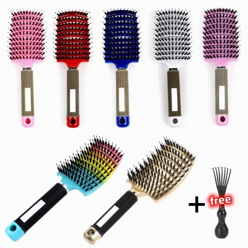 Hair Brush Exfoliating Hair Brush Bristle Women's Wet Curly Hair Comb Salon Hair Styling Tool，Special for Real Hair Wigs Pi-Mart