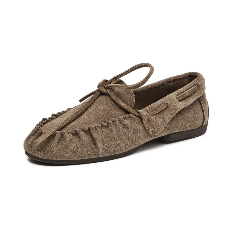 AIYUQI Women Loafers British Style 2026 New Genuine Leather Beanie Shoes Women Flat Non-slip Vintage Slip-on Moccasins For Women LadyShow.Store