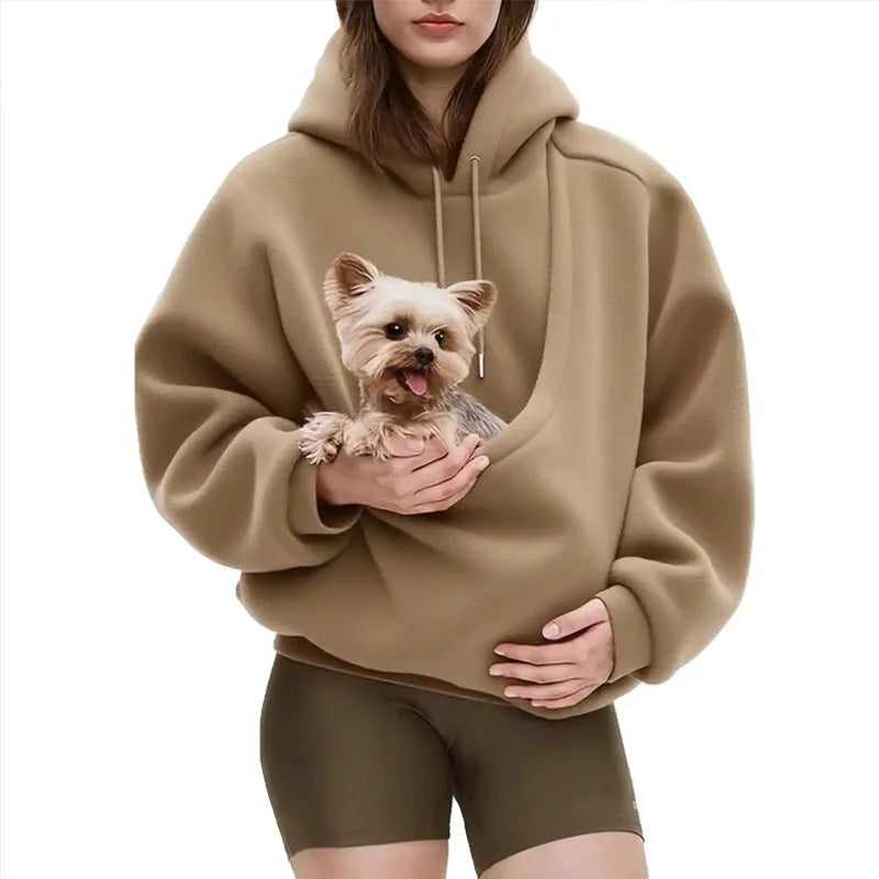 Pet Carrier Sweatshirt Hoodie for Small Dogs and Cats, Hands-Free Wearable Pouch Front Pack, Cozy Travel Walking Hiking Outfits LadyShow.Store