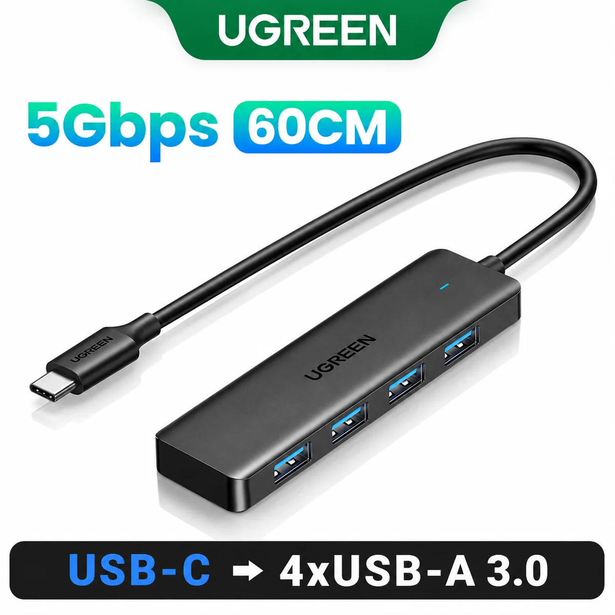 UGREEN USB 3.0 HUB 4 Ports USB-C HUB Slim for Mouse Keyboard Compatible with MacBook Pro Air Laptop Desktop PC Xbox PS5 Splitter Pi-Mart