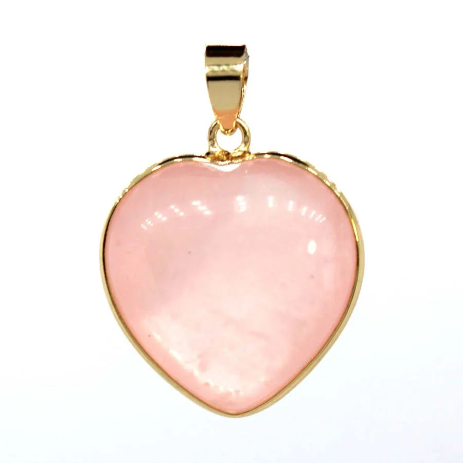 Charms Natural Healing Crystal Heart Stone Pendants For Women Necklace DIY Amethyst Rose Quartz Fluorite Aquamarine Men Jewelry Pi-Mart