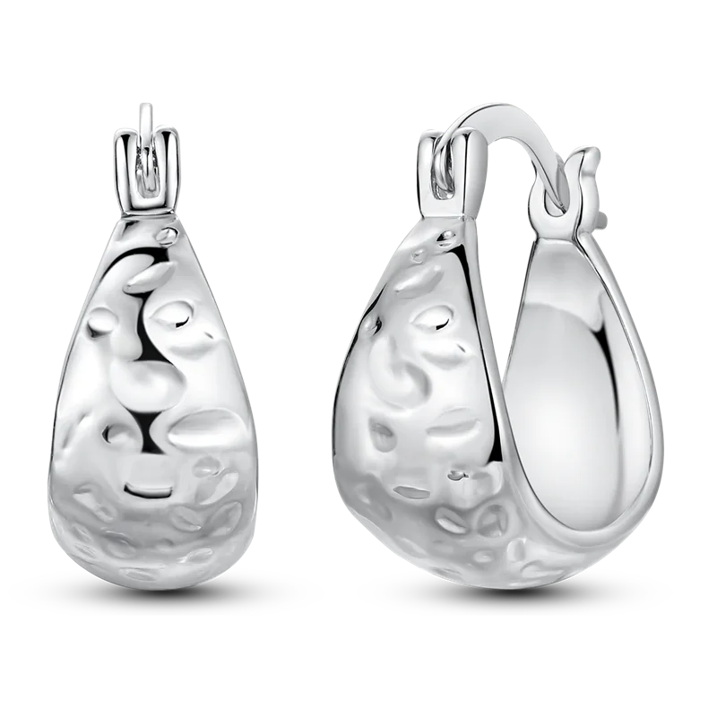 Genuine 925 Sterling Silver Love Feather Earrings Fit Original Charms Hoop For Women Girls Stud Earring Fine Jewelry Gifts Pi-Mart