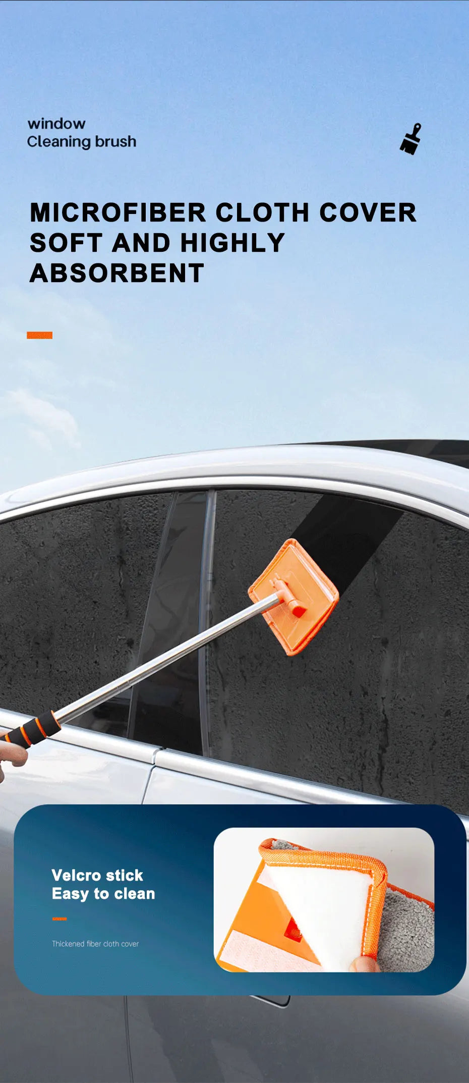 SEAMETAL Car Front Windshield Defogging Brush Telescopic Long Handle Car Household Glass Clean Brushes Dust Remover Tool Pi-Mart