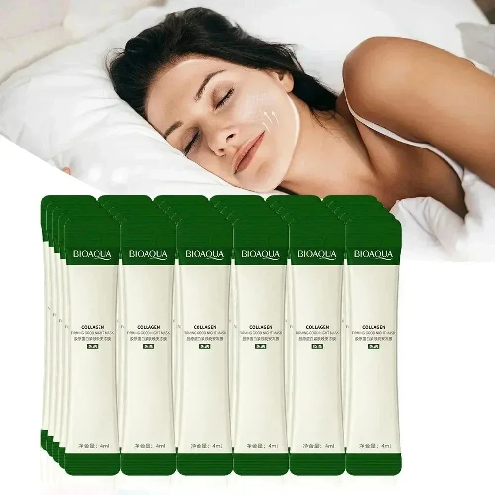 30pcs/20pcs BIOAQUA Collagen Sleeping Facial Masks Skincare Moisturizing Brightening Firming Face Mask Pi-Mart