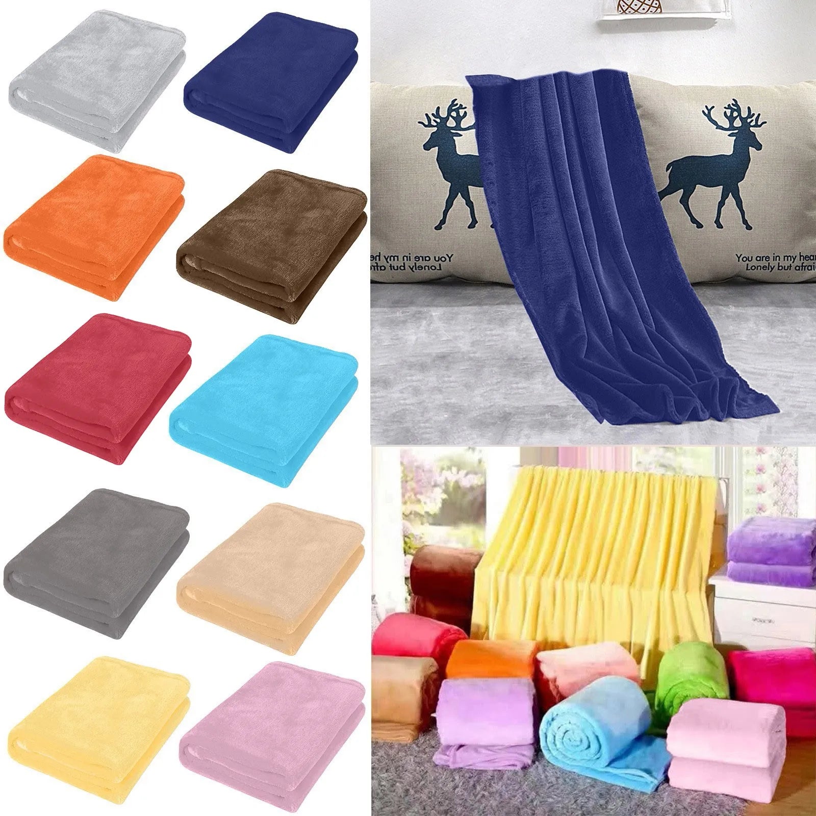 Plain Flannel Coral Blanket Small Fleece Sheet Super Warm Solid Micro Plush Fleece Blanket Throw Rug Sofa Bedding Supplies Pi-Mart