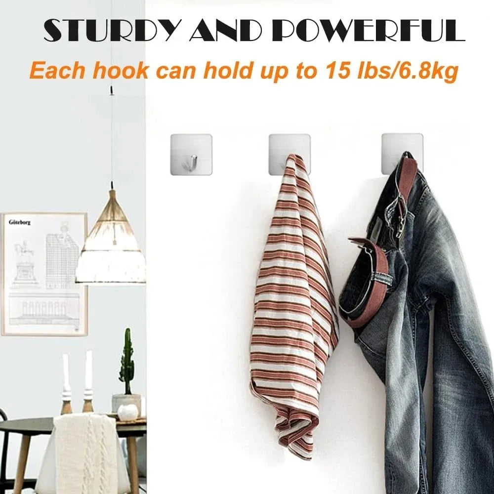 4PCS Stainless Steel Wall Mounted, Wall Mounted Self-Adhesive Hook, Key Holder, Wall Mounted, Towel Rack, Jacket, Bag Hook LadyShow.Store