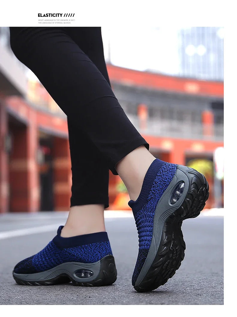 Women Sneakers Summer Fashion Black Sports Casual Shoes Breathable Mesh Lightweight Air Cushion Non-Slip Running Shoe Zapatillas Pi-Mart