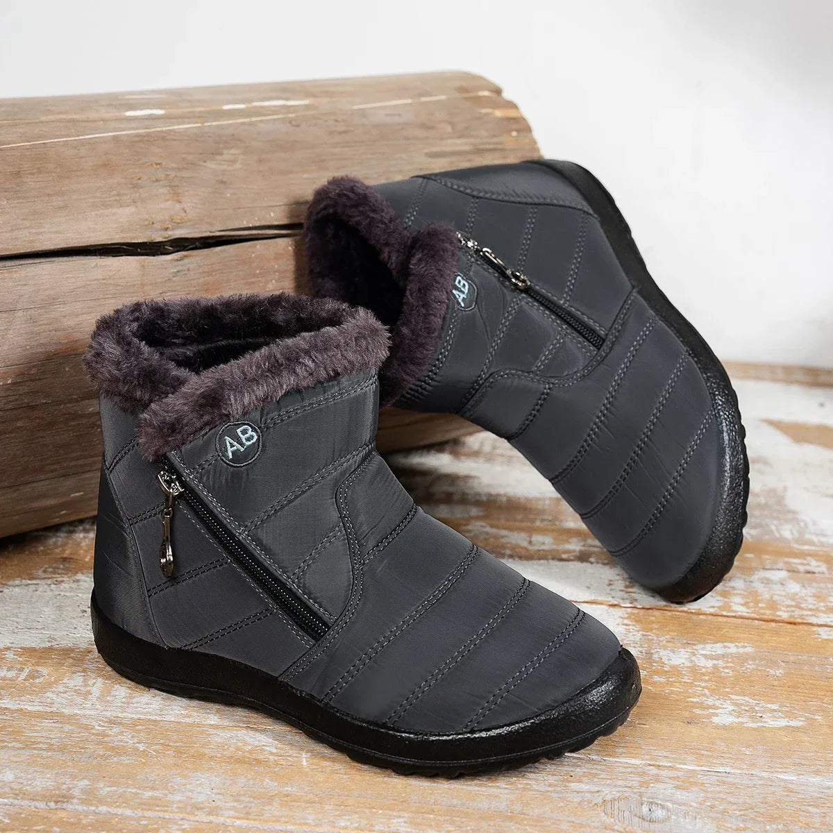 Women's Winter Snow Boots Faux Fur Lined Waterproof Ankle Booties Side Zipper Warm Outdoor Short Boots for Cold Weather LadyShow.Store