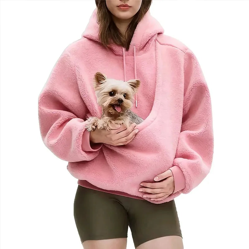 Pet Carrier Sweatshirt Hoodie for Small Dogs and Cats, Hands-Free Wearable Pouch Front Pack, Cozy Travel Walking Hiking Outfits LadyShow.Store