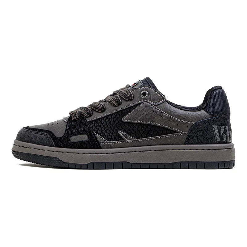 Maden Casual Snake Year Black Mamba Men's Sneakers Low-Top Flat Sole Versatile Black Shoes for Spring Autumn Skateboarding Shoes Pi-Mart