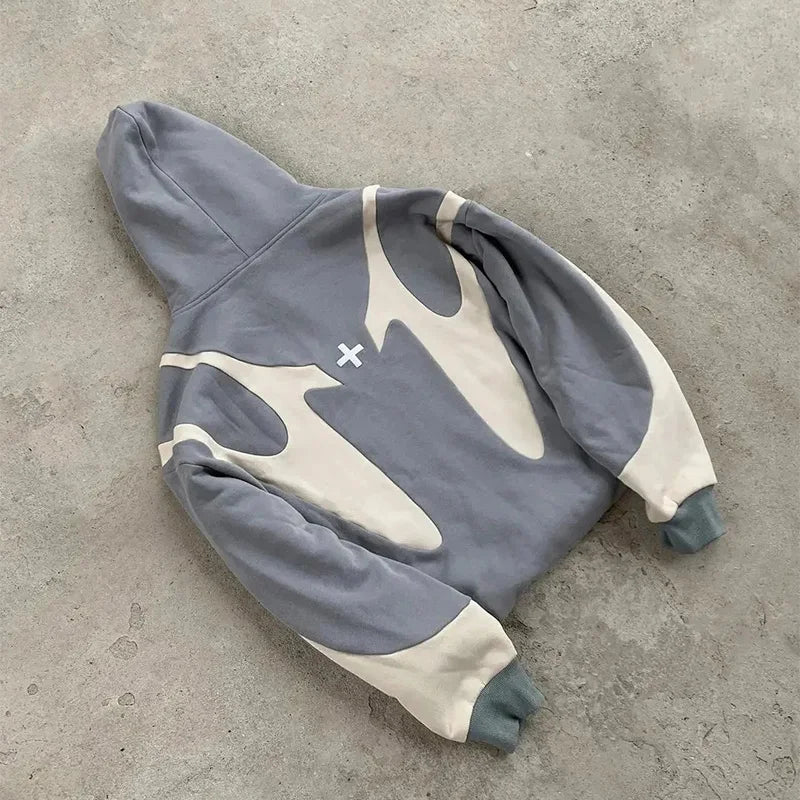 American  Retro Letter Printed Devil Pattern Hoodie Y2k Harajuku Casual Couple Zipper Hoodies Sweatshirt Fashion Street Clothing LadyShow.Store
