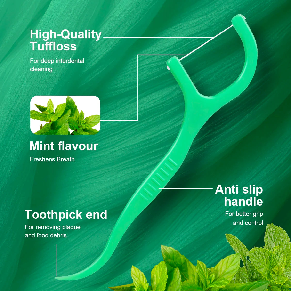 Mint dental floss stick - home portable disposable care dental floss stick - oral care - deep cleaning - interdental cleaning pr Tri Light Beauty