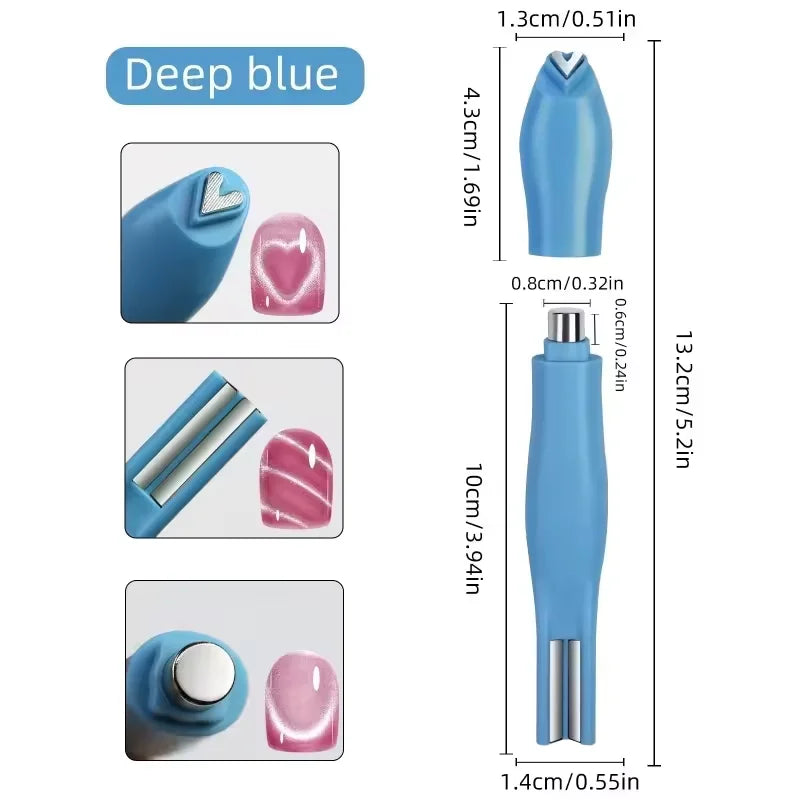3 in 1 Cat Eye Nail Magnetic Stick Love Heart Snake Pattern French Cat Eye Nail Magnet UV Gel Polish Effect Manicure Design Tool Tri Light Beauty
