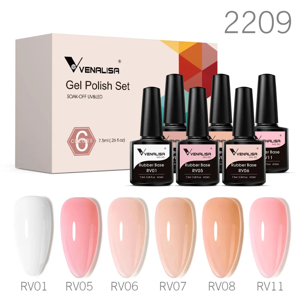 Venalisa Color Nail Gel Polish Kit  Jelly Pink Semi-transparent HEMA FREE Self Leveling Nude Natural Pink Nail Manicure Set Tri Light Beauty