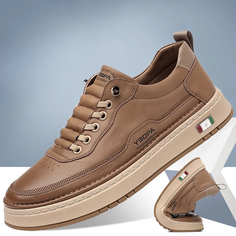 New Large Size 38-48 Leather Men's Sneakers Fashion Casual Men's Platform Sneakers Spring Autumn Designer Board Shoes Man Pi-Mart