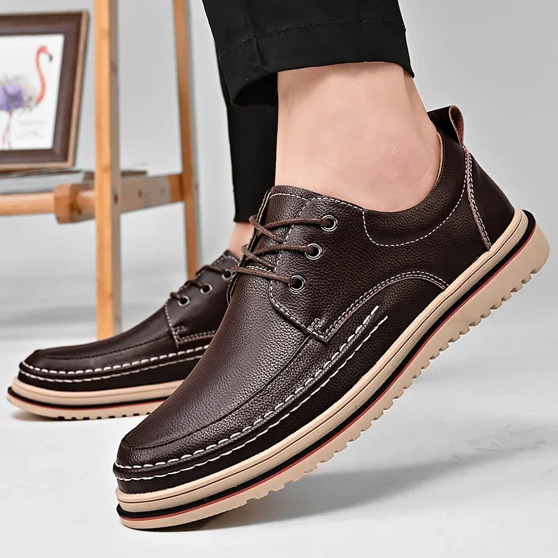 Leather Men Oxfords Shoes Handmade Italian Mens Casual Shoes  Brand Leisure Male Loafers Pi-Mart