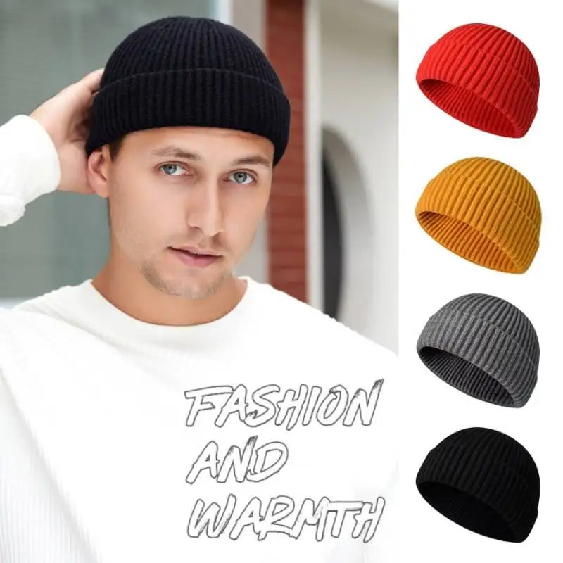 Winter Knitted Hat Warm Outdoor Sport Cold Protection Running Beanie Cap Elastic Thermal Cycling Skull Roll-up Cuffed Cap Pi-Mart