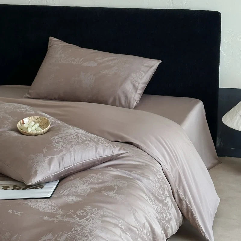 Long Staple Cotton Jacquard Bedding Set Single Double Queen King Size Duvet Cover Bedsheet Pillowcase Luxury Quilt Cover Set LadyShow.Store