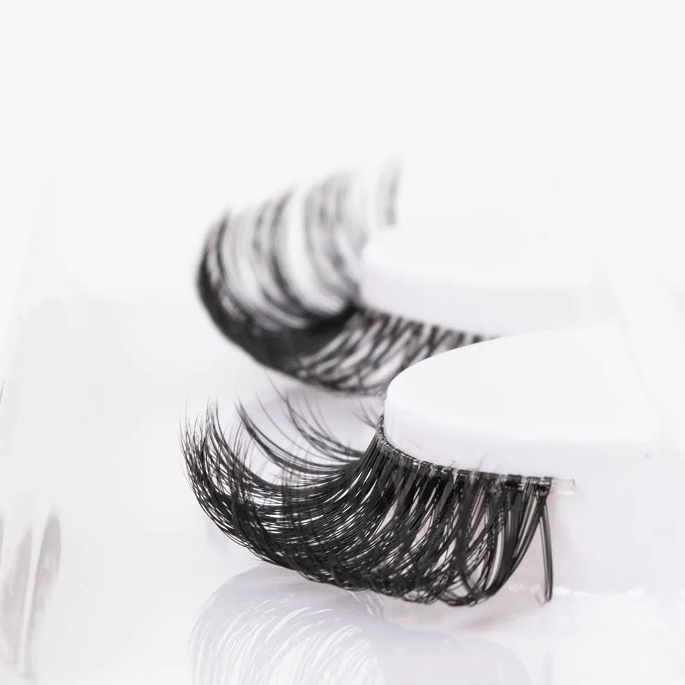Yiernuo 1/5 Pairs Long Transparent Band Vegan Eyelash D Curl Russian Eyelashes Clear Band Lashes Invisible Band Lashes Pi-Mart