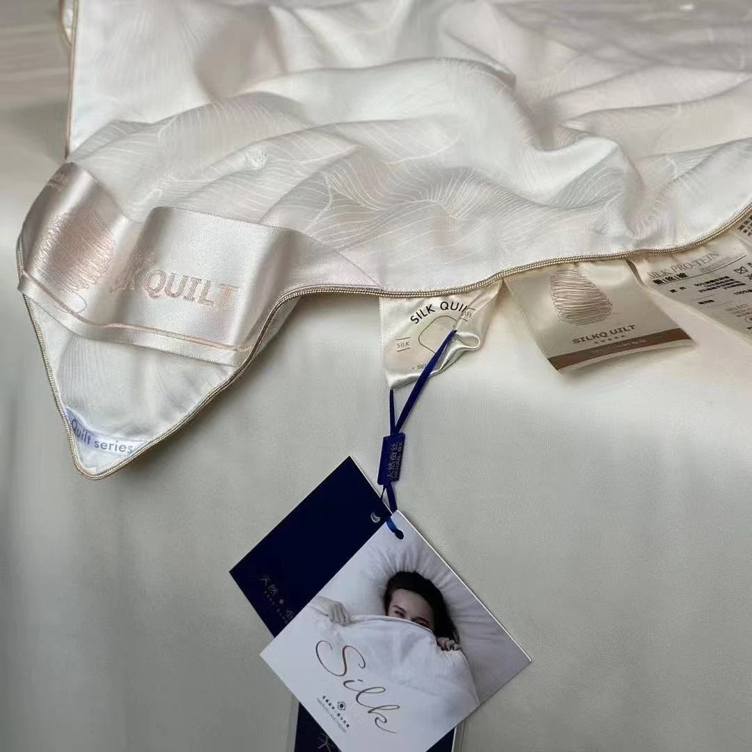 100% Natural Silk Quilt Lyocell Fiber Duvet Queen Size Summer Blanket White Luxury Jacquard Bedding Single Double Bed Comforter Pi-Mart